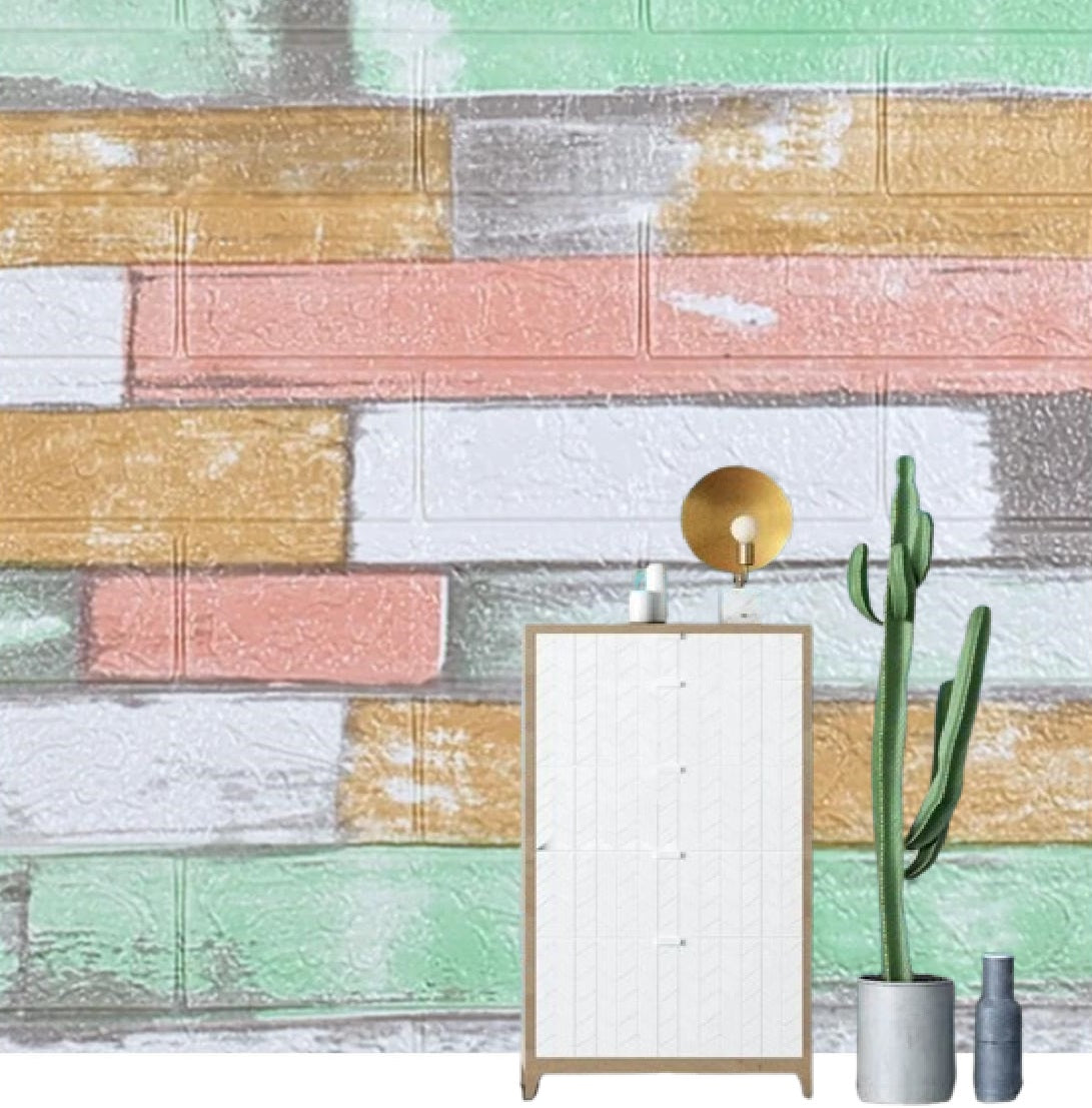 Set 10 x Tapet 3D autoadeziv HOZRO, Model imitatie caramida, acopera o suprafata de 5.39 mp, design modern, foarte usor de montat, Color HOZRO