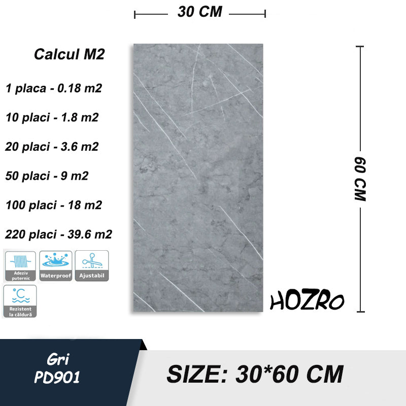Tapet imitatie Marmura decorativa, autoadezive, model abstract, 30x60 cm, PD901 HOZRO