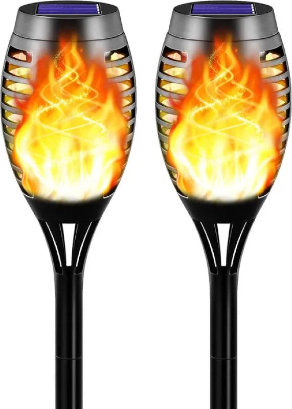 Lămpi Solare HOZRO, Tip Torță cu Efect de Flacără, 52 cm – Rezistente la Apă IP65, Design Modern Negru, Iluminare Ambientală cu LED-uri Realiste, Economice și Eco-Friendly, Perfecte pentru Grădină, Terasă sau Aleile Casei