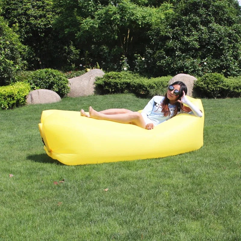 Saltea Gonflabilă Lazy Bag Tip Sezlong – Perfectă pentru Camping, Plajă și Piscină! 🏖️Galben BESTSELLS