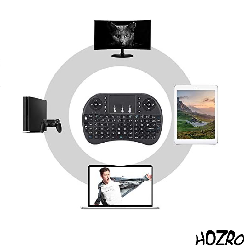 Mini Tastatură Wireless HOZRO, i8 Air – Iluminată, cu Touchpad, Compatibilă cu Android, Windows, Smart TV, TV Box, Mini PC, Laptop, Tabletă – Negru HOZRO