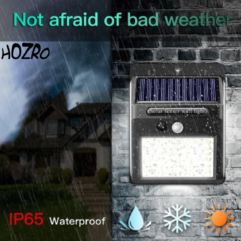 Lampă Solară HOZRO, LED 30W cu Senzor de Mișcare, Protecție IP65, Rezistentă la Apă și Intemperii – Iluminat Exterior Eficient pentru Curte, Grădină, Terasă sau Aleii HOZRO