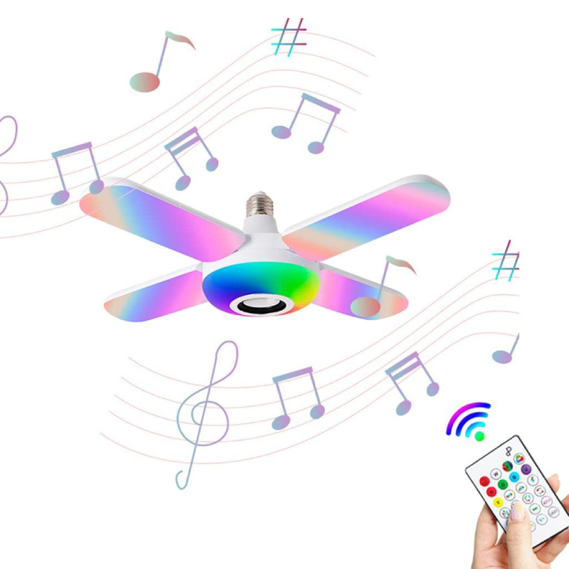 Boxă Bec HOZRO, cu elice și Bluetooth, design inovator 2 în 1, funcționează ca lampă LED și boxă wireless portabilă, cu sunet clar și posibilitate de agățare, ideală pentru petreceri, camping sau uz casnic HOZRO