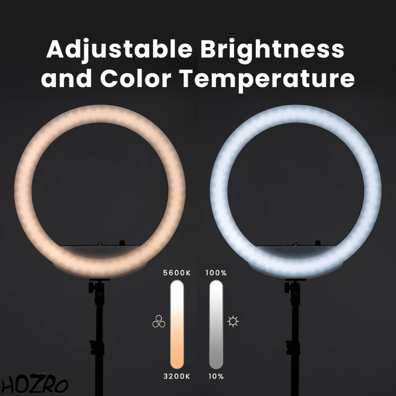 Ring Light HOZRO, 15 cm/ 6'' – Iluminare Versatilă în 3 Trepte, Ideală pentru Foto și Video HOZRO
