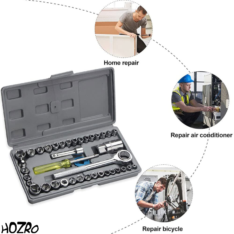 Set Trusă de Scule Universală HOZRO, cu 40 de Piese – Unelte Multifuncționale pentru Reparații Casnice, Auto sau Hobby, în Husă Compactă și Portabilă, Ideală pentru Meșteri Amatori sau Profesioniști HOZRO
