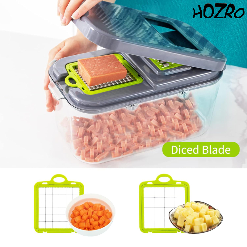 Răzătoare Multifuncțională HOZRO, cu 22 piese – Set Complet pentru Bucătărie cu Accesorii Diverse, Lame Interșanjabile, Calitate Premium, Ideal pentru Răzuit, Felii, Feliere și Prepararea Rapidă a Ingredientelor HOZRO