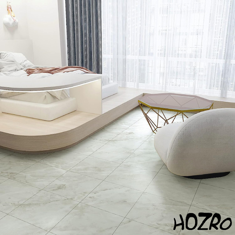 Set 10 x Placi PVC Autoadezive HOZRO, Pentru Podea, Stil Marmura, Grosime 1.4 mm, Culoare Gri, Acopera 2.02 mp, Model ALM 2-8 – Rezistente si Usor de Montat HOZRO