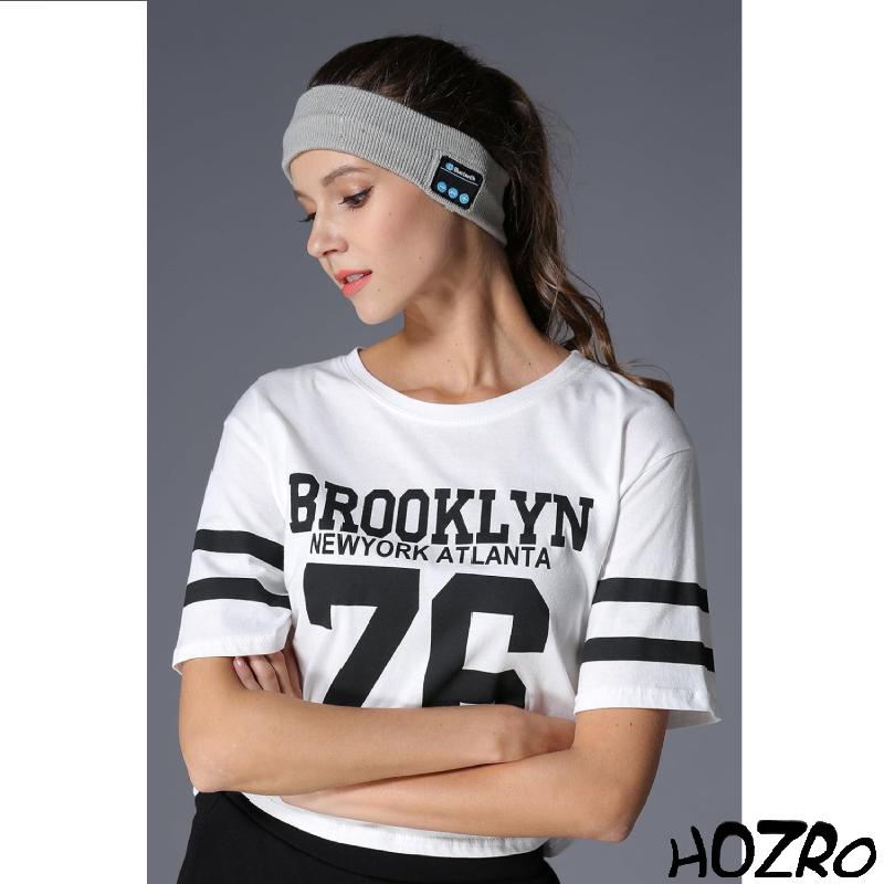 Bentiță Bluetooth HOZRO, cu Căști Wireless și Microfon – Accesoriu 2 în 1, Gri, Moale și Confortabil, Ideal pentru Somn, Sport, Meditație, Jogging, Relaxare sau Călătorii, Compatibilă cu iOS și Android HOZRO