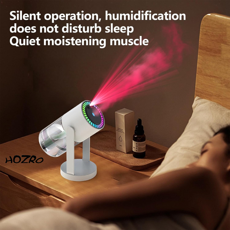 Umidificator si Difuzor Ultrasonic HOZRO, de Ulei Esential cu Lumina de Noapte si Proiector de Stele, Capacitate 280ml, Silentios, cu Functie de Auto-Oprire, Ideal pentru Camera, Birou sau Masina, Alb HOZRO