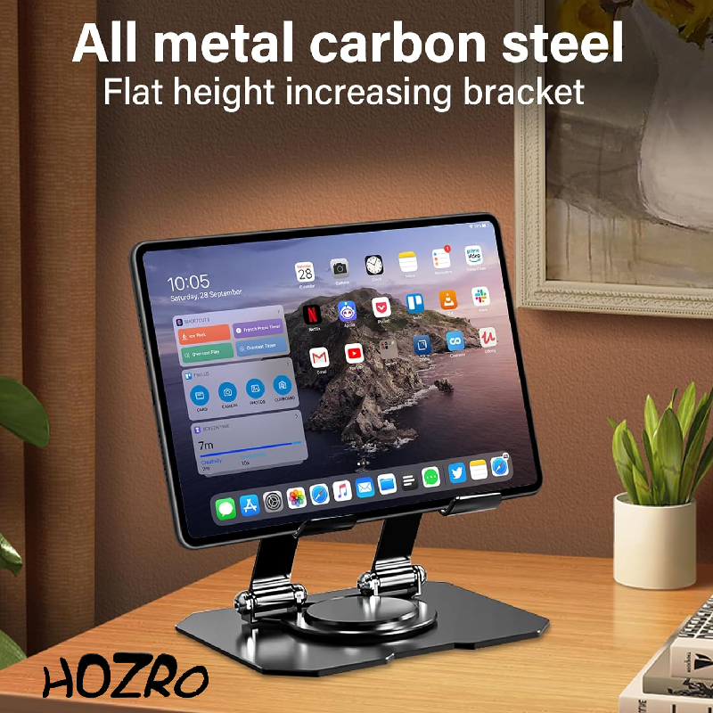 Suport Tabletă HOZRO, cu Bază Rotativă 360°, Reglabil, Compatibil cu iPad Pro / Air / Mini și Alte Tablete HOZRO