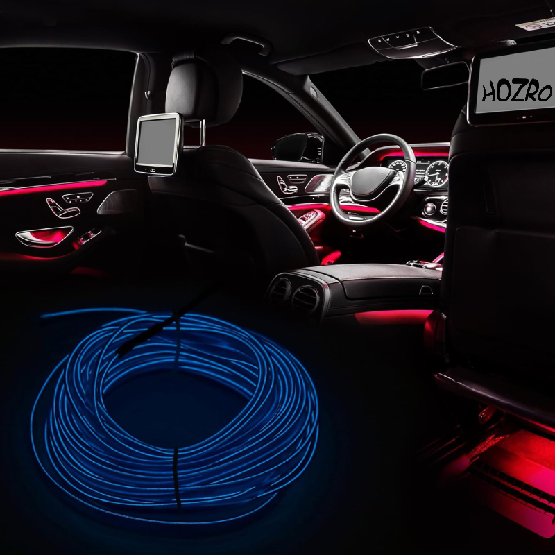 Bandă LED Auto HOZRO, Albastră, 5M – Iluminare Decorativă și Ambient Auto, Flexibilă, Rezistentă la Apă, Ușor de Montat, Perfectă pentru Interior și Exterior HOZRO