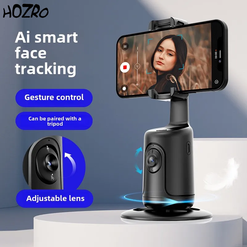 Suport Telefon Inteligent HOZRO, cu Rotire 360°, Urmărire Automată a Feței prin AI, Stabilizare Vlogging & Live Video – Ideal pentru TikTok, YouTube, Conferințe și Streaming HOZRO
