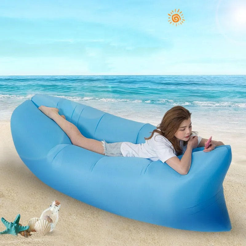Saltea Gonflabilă Lazy Bag Tip Sezlong – Perfectă pentru Camping, Plajă și Piscină! 🏖️Blue BESTSELLS