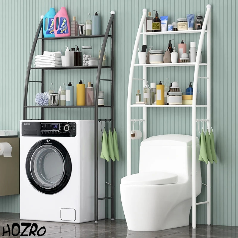 Raft Metalic de Depozitare HOZRO, pentru Masina de Spalat, 3 Etajere, Structura Solida, Design Compact si Modern, Ideal pentru Baie, Spalatorie sau Spatii Inguste, 68x25x166 cm, Alb HOZRO