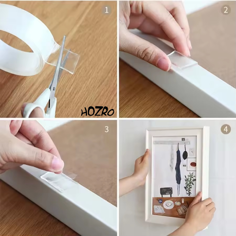 Bandă Dublu Adezivă HOZRO, 3M, Fixare Puternică și Durabilă, Rezistentă la Umiditate și Temperatură, Ideală pentru Mobilă, Decorațiuni, Proiecte DIY, Birou sau Uz Casnic HOZRO
