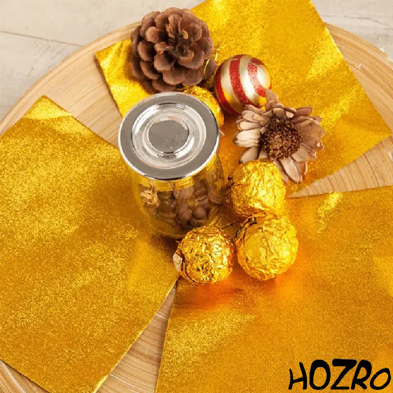 Autocolant Folie Auriu HOZRO, Decor Autoadeziv, Rezistent și Ușor de Aplicat, Ideal pentru Mobilă, Pereți sau Proiecte DIY HOZRO