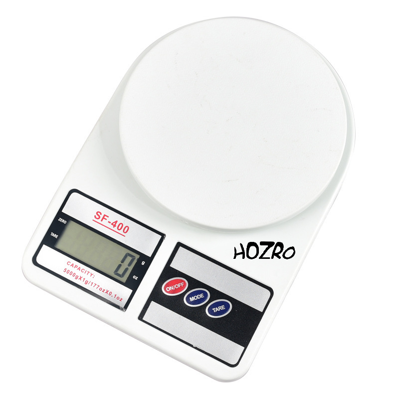 Cântar electronic HOZRO, de bucătărie fără bol, cu afișaj LCD, funcție tara, capacitate până la 5 kg și precizie ridicată pentru cântărirea rapidă și precisă a alimentelor HOZRO
