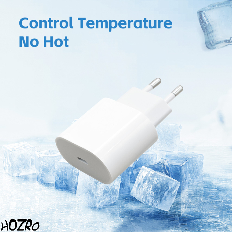 Încărcător Rapid HOZRO, 20W Compatibil iPhone 14/13/12/11/Pro/Pro Max, iPad și AirPods – Adaptor + Cablu Lightning, Fast Charge, Ambalaj Tip Apple, Culoare Albă HOZRO
