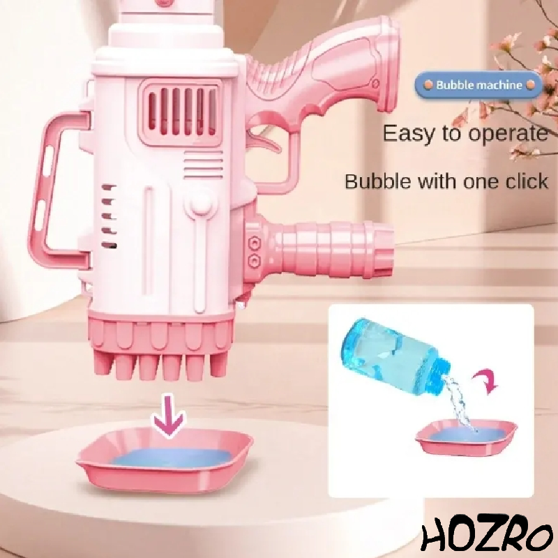 🎀 Pistol Baloane HOZRO, Bubble Super Gun Roz – Jucărie Interactivă cu Efecte Spectaculoase de Bule de Săpun, Ideală pentru Copii și Petreceri HOZRO