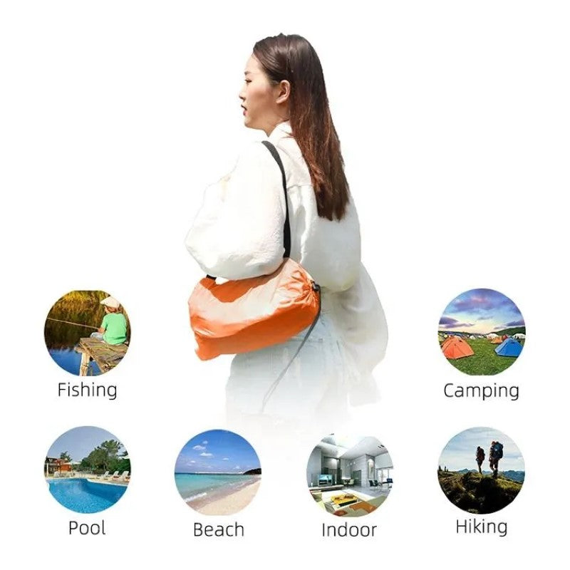 Saltea Gonflabilă Lazy Bag Tip Sezlong – Perfectă pentru Camping, Plajă și Piscină! 🏖️Portocalie BESTSELLS