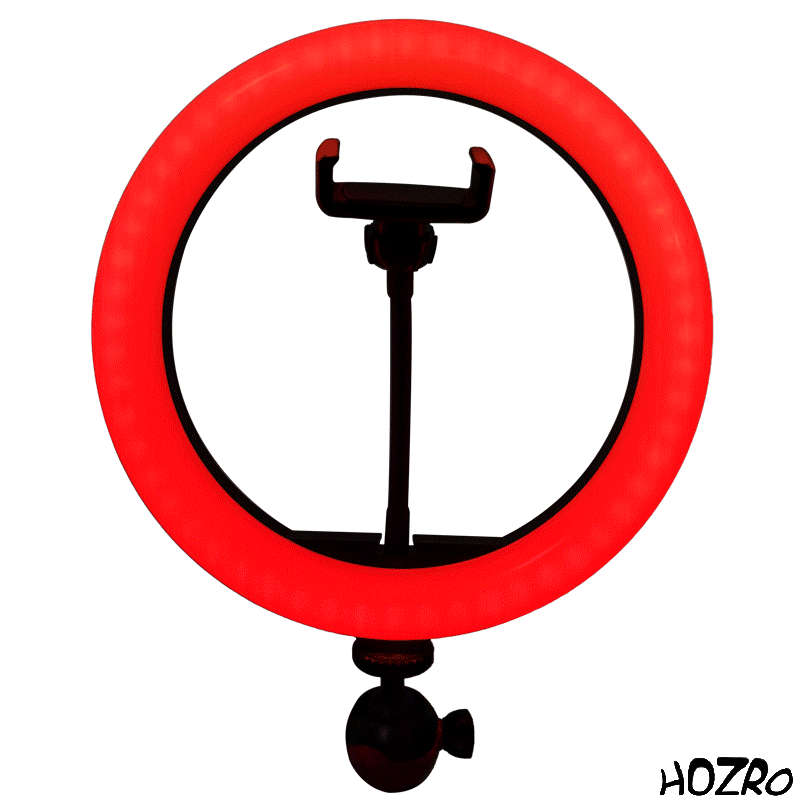 Lampa circulara Ring Light HOZRO, diametru 26cm/10" cu lumina RGB, lumina multicolora, conectare USB, reglaj intensitate, suport telefon, Perfectă pentru Orice Situație HOZRO
