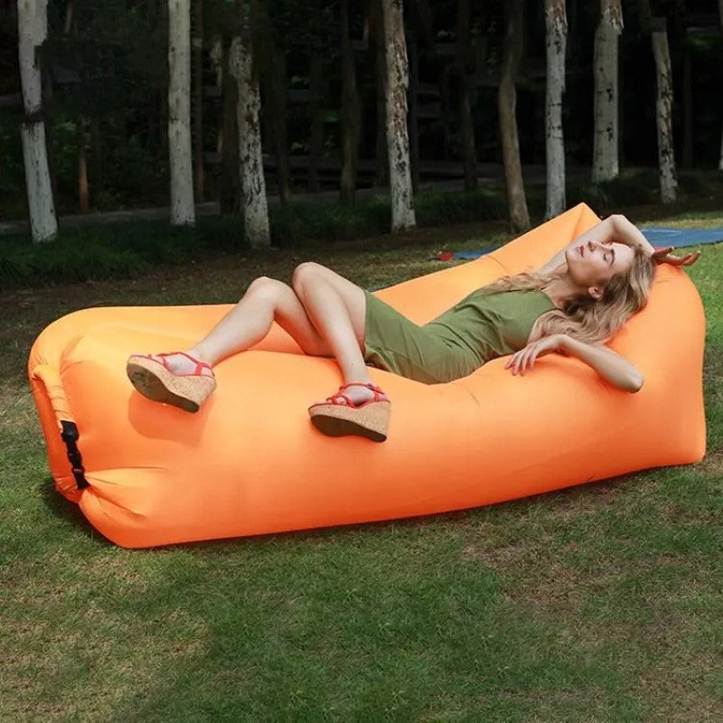 Saltea Gonflabilă Lazy Bag Tip Sezlong – Perfectă pentru Camping, Plajă și Piscină! 🏖️Portocalie BESTSELLS