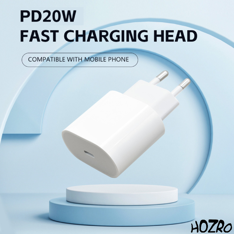 Încărcător Rapid HOZRO, 20W Compatibil iPhone 14/13/12/11/Pro/Pro Max, iPad și AirPods – Adaptor + Cablu Lightning, Fast Charge, Ambalaj Tip Apple, Culoare Albă HOZRO