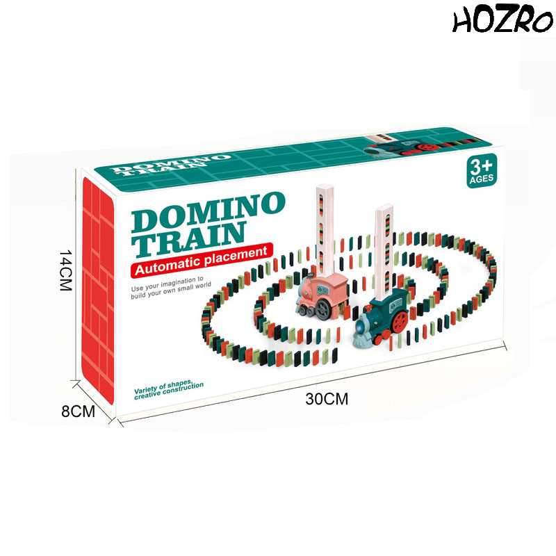 Tren Domino HOZRO, pentru Copii, cu Baterii, Lumini și Muzică, Set de Construcție și Așezare Domino, Jucărie Interactivă și Educativă, Plastic Rezistent, Ideal pentru Creativitate și Distracție HOZRO