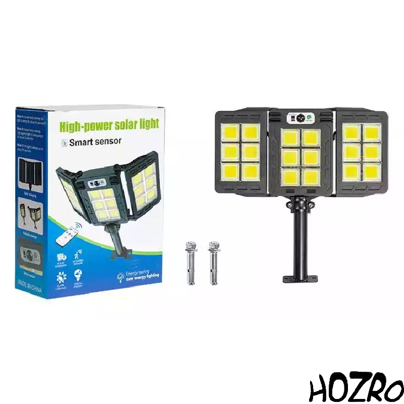 Lampă Solară de Perete / Stradală HOZRO, Model W786COB – Iluminare LED Dreptunghiulară, cu Senzor de Mișcare, Rezistentă la Intemperii, Ideală pentru Exterior HOZRO