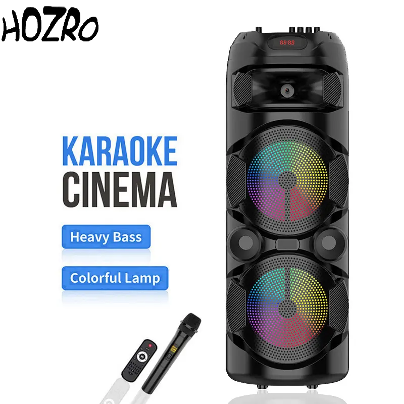 Boxa HOZRO, Model ZQS8220S, HiFi System cu Bass Colorat, Putere de 18, 000W si Baterie de 4500mAh – Design Negru Impresionant si Sunet Dinamic pentru O Experienta Audio Unica HOZRO