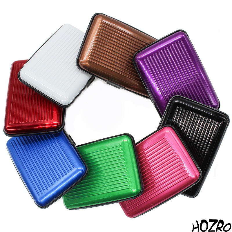 Portofel Carduri din Aluminiu HOZRO, cu Protecție RFID, Design Compact și Rezistent la Șocuri, 6 Compartimente Interioare, Închidere cu Clamă, Ideal pentru Carduri Bancare, Documente, Abonamente și Vizite – Varianta Unisex, Multicolor HOZRO