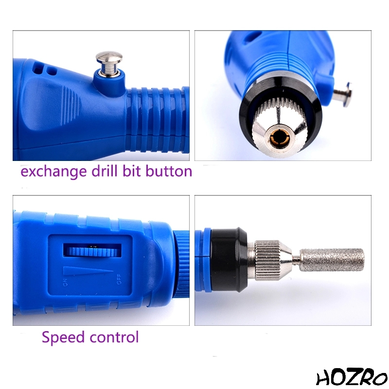 Freză Electrică HOZRO, pentru Unghii – Set Profesional Manichiură și Pedichiură, Viteză Reglabilă HOZRO