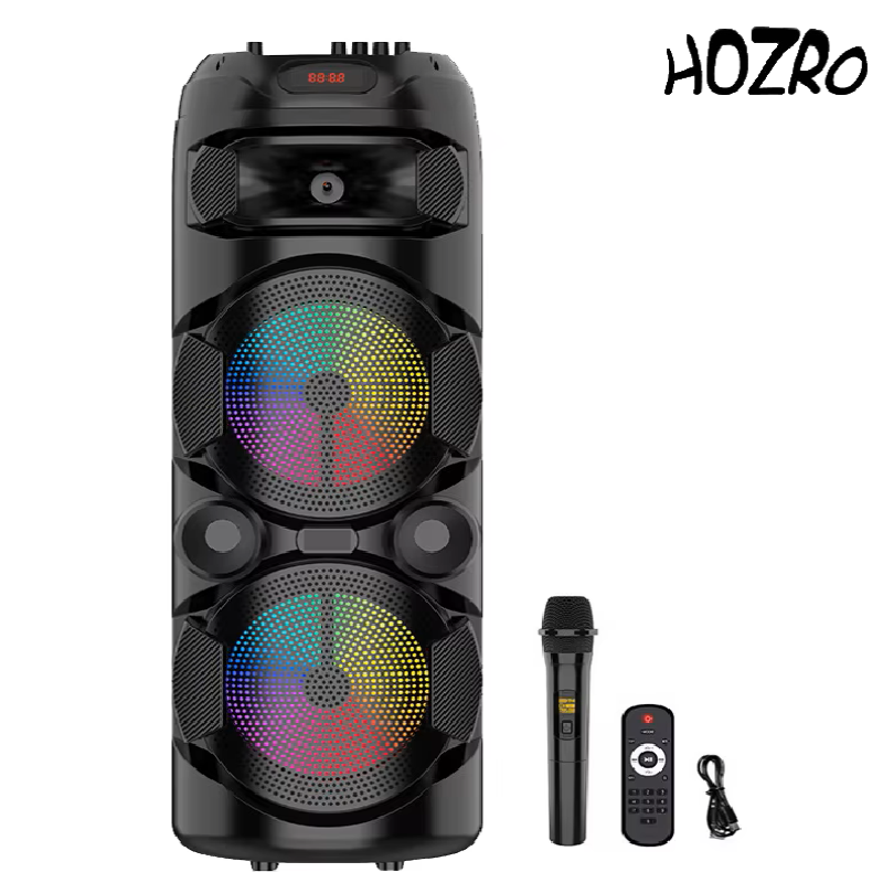 Boxa HOZRO, Model ZQS8220S, HiFi System cu Bass Colorat, Putere de 18, 000W si Baterie de 4500mAh – Design Negru Impresionant si Sunet Dinamic pentru O Experienta Audio Unica HOZRO