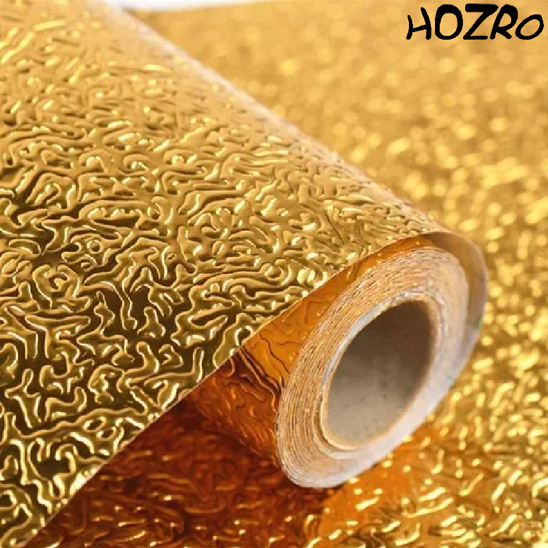 Autocolant Folie Auriu HOZRO, Decor Autoadeziv, Rezistent și Ușor de Aplicat, Ideal pentru Mobilă, Pereți sau Proiecte DIY HOZRO