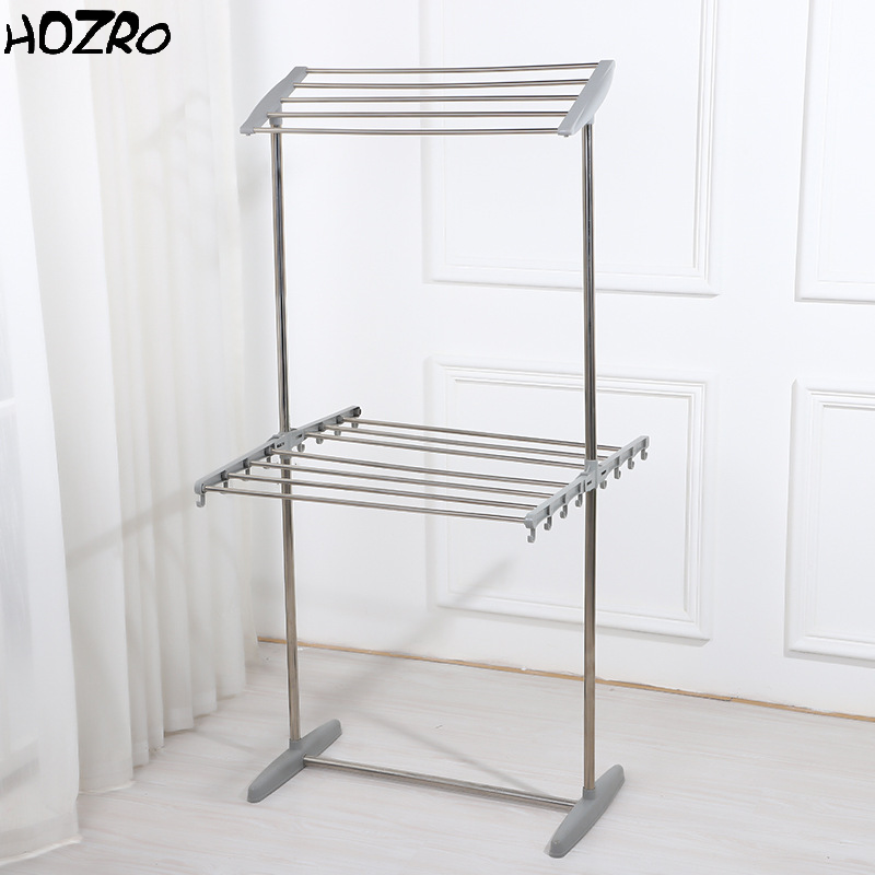 Uscător Vertical HOZRO, Cu 2 Nivele – Suport Reglabil pentru Haine, Compact și Rezistent, Ideal pentru Apartamente și Balcoane HOZRO