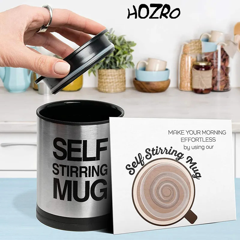 Cana Inteligentă HOZRO, cu Amestecare Automată – Self Stirring Mug, 350 ml, Ideală pentru Cafea, Ciocolată Caldă sau Băuturi Instant HOZRO