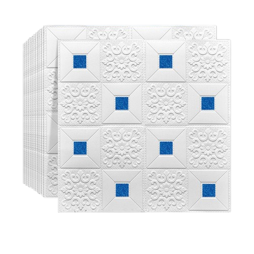 Tapet 3D autoadeziv, Model pentru Tavan/Perete, design modern, foarte usor de montat, Alb/Albastru HOZRO