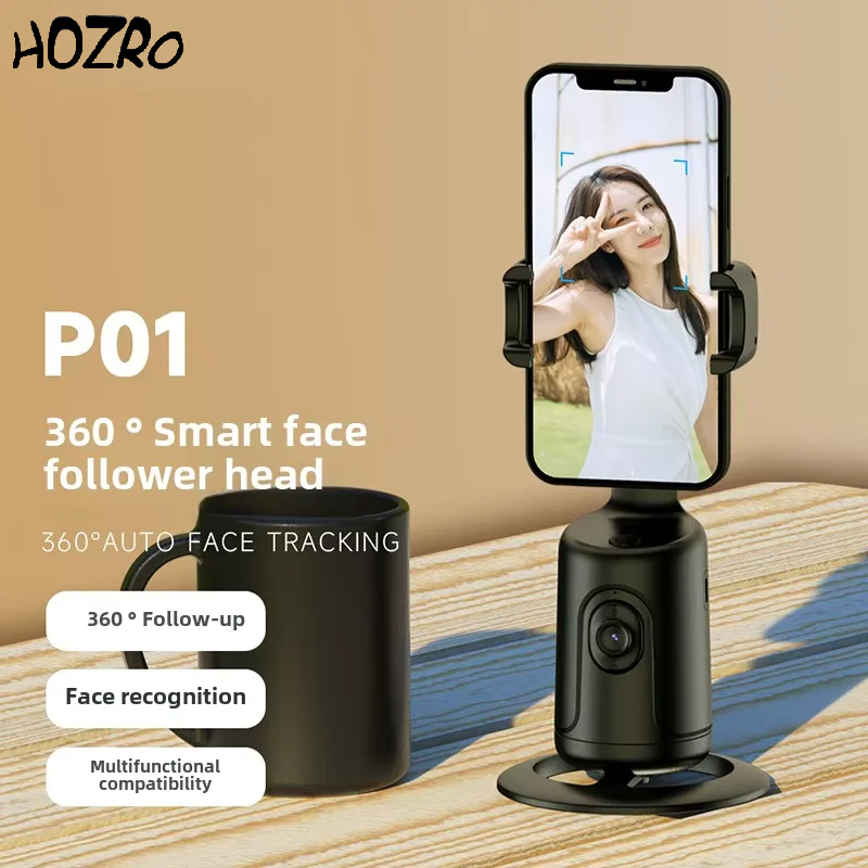 Suport Telefon Inteligent HOZRO, cu Rotire 360°, Urmărire Automată a Feței prin AI, Stabilizare Vlogging & Live Video – Ideal pentru TikTok, YouTube, Conferințe și Streaming HOZRO
