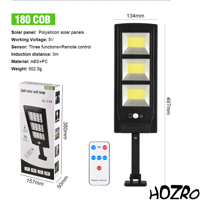 Lampă Solară HOZRO, Model SL-180 – Iluminare LED Puternică, Încărcare Solară, Rezistentă la Intemperii, Ideală pentru Curți, Grădini și Spații Exterioare HOZRO