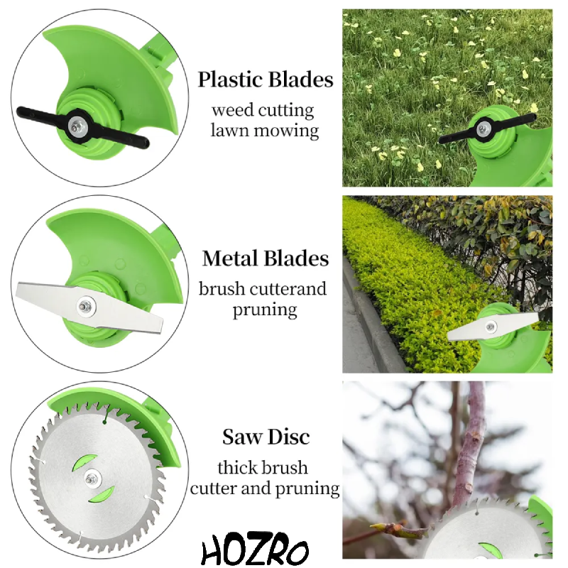 Motocoasa Electrica HOZRO, 1500W cu 2 Acumulatori 48V, Roti Detasabile si 3 Unghiuri de Taiere – Accesorii Incluse, Design Rezistent din ABS si Metal, Verde HOZRO