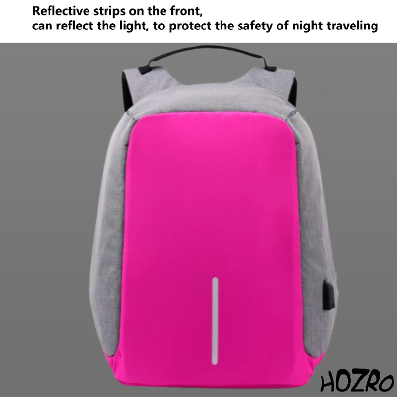 Rucsac Laptop HOZRO, 14 inch, Port USB, Poliester Rezistent, Compartiment Laptop, Călătorie, Școală sau Birou, Vișiniu HOZRO