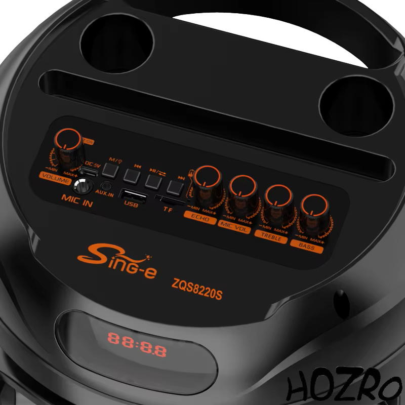 Boxa HOZRO, Model ZQS8220S, HiFi System cu Bass Colorat, Putere de 18, 000W si Baterie de 4500mAh – Design Negru Impresionant si Sunet Dinamic pentru O Experienta Audio Unica HOZRO
