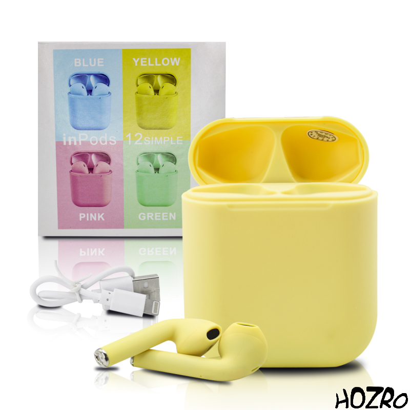 Căști Wireless HOZRO, i12 Galben – Design Modern, Sunet Clar, Autonomie Bună și Conectivitate Bluetooth HOZRO