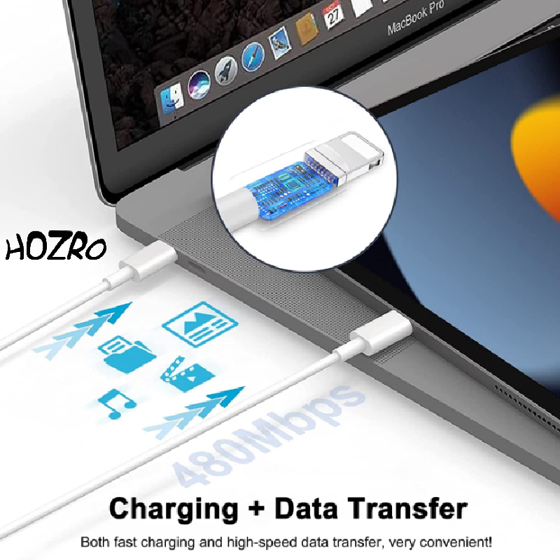 Încărcător Rapid HOZRO, 20W Compatibil iPhone 14/13/12/11/Pro/Pro Max, iPad și AirPods – Adaptor + Cablu Lightning, Fast Charge, Ambalaj Tip Apple, Culoare Albă HOZRO