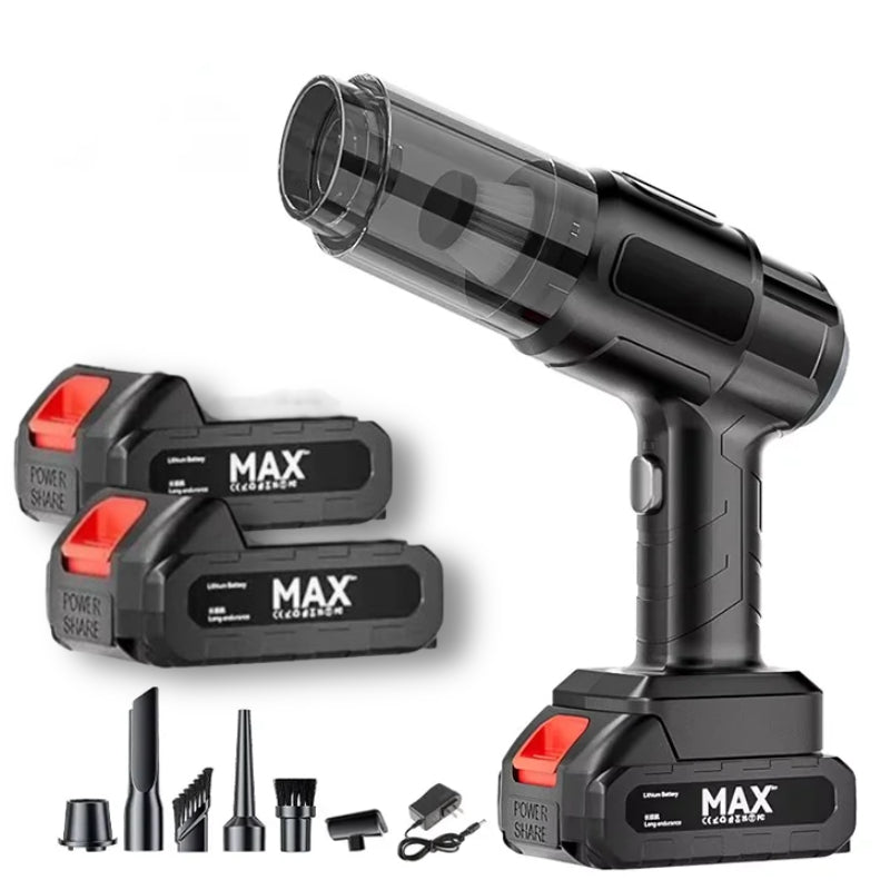 Aspirator Auto 6 in 1 Fara Fir HOZRO, pentru Casa, Masina, Calculator, Birou, Putere 100W, 2 Acumulatori, Eficienta Mare, Functii de Aspirare, Suflare, Vidare, Filtru HEPA, Perie Detailing, Negru HOZRO