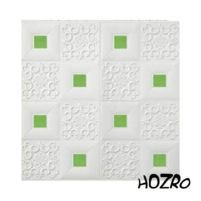 Tapet 3D autoadeziv, Model pentru Tavan/Perete, design modern, foarte usor de montat, Alb/Verde HOZRO