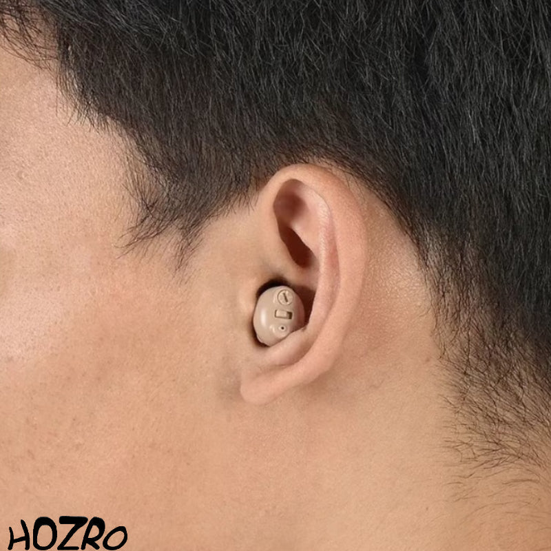 Set 2 × Aparat Auditiv HOZRO, Model G17D – Autonomie 30h, Încărcare Magnetică în Carcasă, Culoare Bej HOZRO