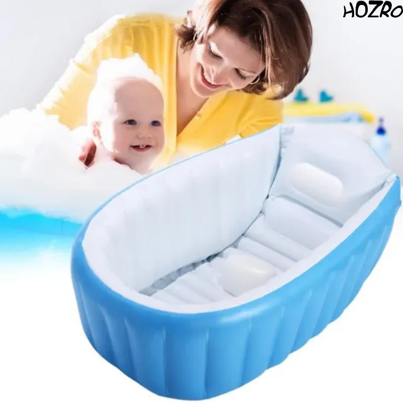 Cadă gonflabilă HOZRO, pentru baie bebe, din plastic rezistent, design ergonomic, ușor de umflat și depozitat, potrivită pentru nou-născuți și bebeluși HOZRO