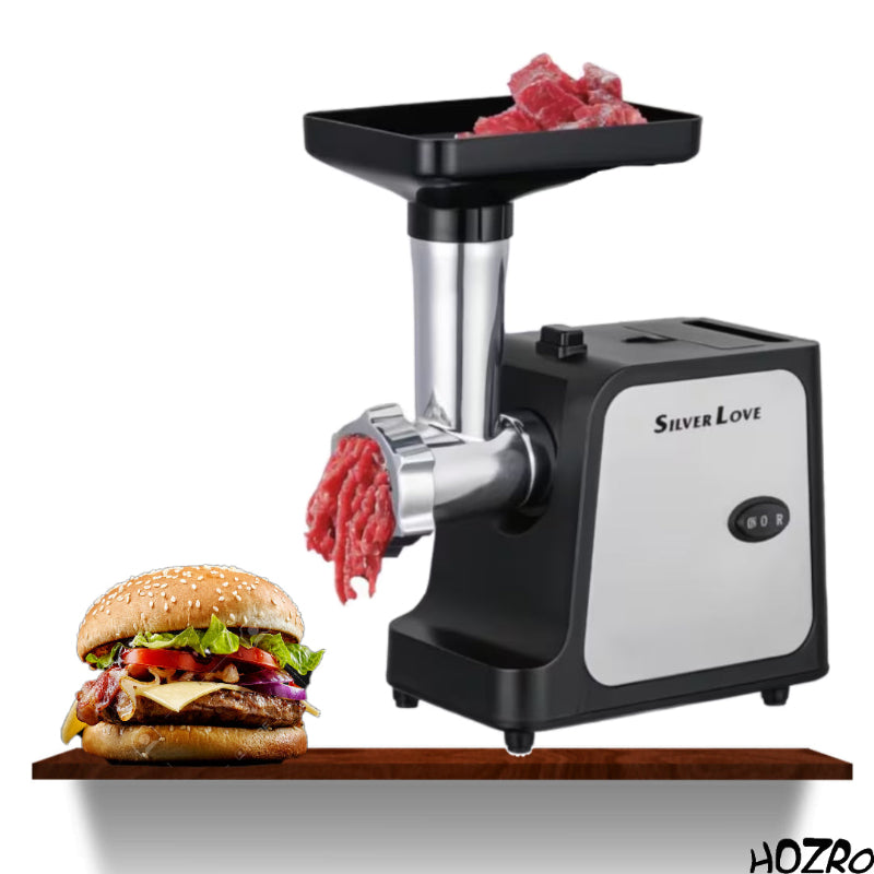 Mașină Electrica de Tocat Carne HOZRO, 1000W, Oțel Inoxidabil, Cu Accesoriu pentru Cârnați, Rapidă și Eficientă, Ideală pentru Bucătărie de Acasă și Prepararea Cărnii pentru Burgeri