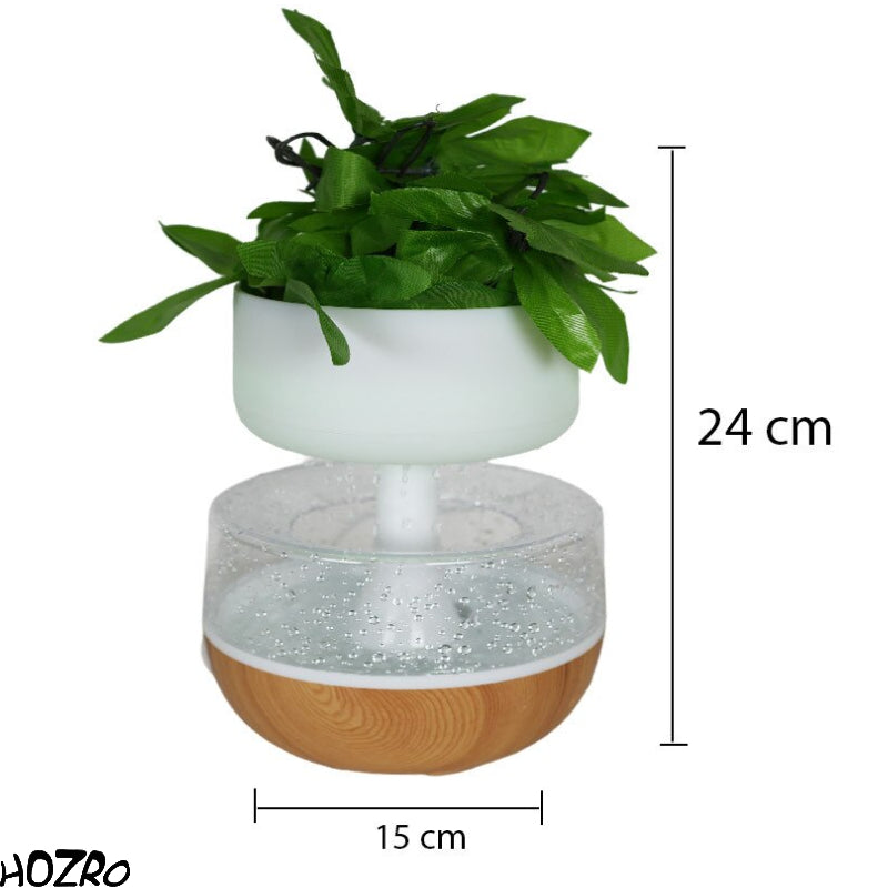 Difuzor Aromaterapie HOZRO, cu Ultrasunete Tip Plantă, Design Natural Elegant, Efect Vizual de Picături de Apă, Funcționare Silențioasă, Temporizator Inteligent